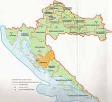Map 9 )  County of Zadar, boundaries Since 1997 Zadarska Zupanija, Magas, D., Skolska Knjiga, Zagreb, 1997